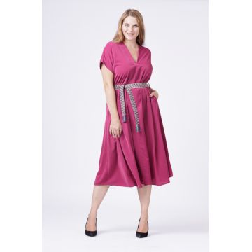 Rochie A-line bordo, cu cordon