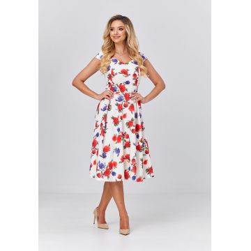 Rochie cu imprimeu floral si decolteu in V