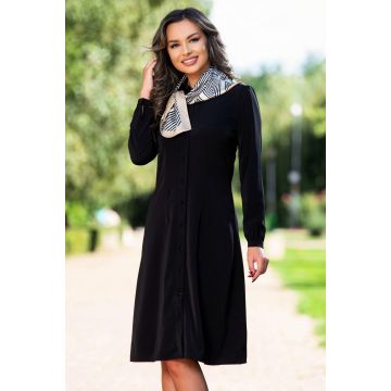 Rochie de zi Effect tip camasa accesorizata cu esarfa eleganta