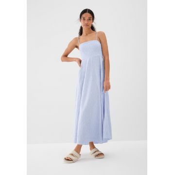 Rochie din amestec de in cu dungi