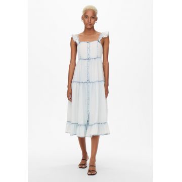 Rochie midi de denim - cu pliuri