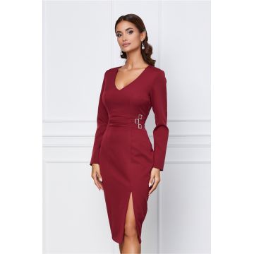 Rochie Moze bordo cu catarame in talie