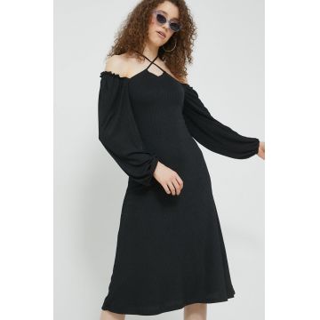 Hollister Co. rochie culoarea negru, midi, mulata