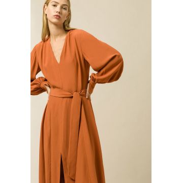 Ivy & Oak Rochie Dionne culoarea maro, midi, evazata