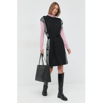 Karl Lagerfeld rochie din lana culoarea negru, mini, drept