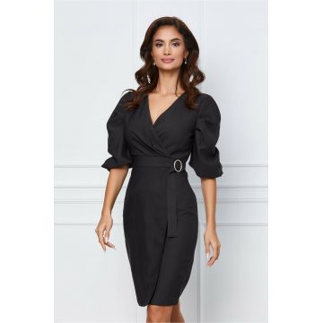 Rochie Crina neagra cu catarama in talie Rochie Crina neagra cu catarama in talie
