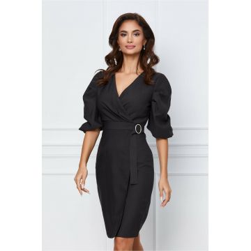 Rochie Crina neagra cu catarama in talie