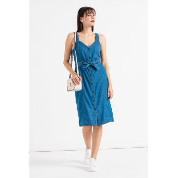 Rochie din denim cu cordon in talie Miro