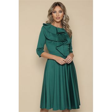 Rochie MBG verde cu volan pe bust si croi clos