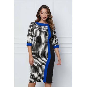 Rochie Mira albastru-negru cu imprimeu picior de cocos