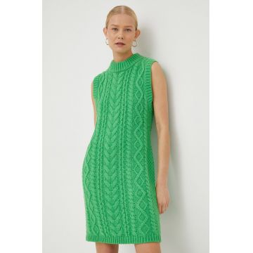 Samsoe Samsoe rochie din lana culoarea verde, mini, drept