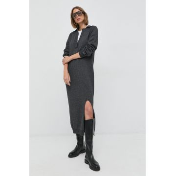 Liviana Conti rochie de cașmir culoarea gri, midi, oversize