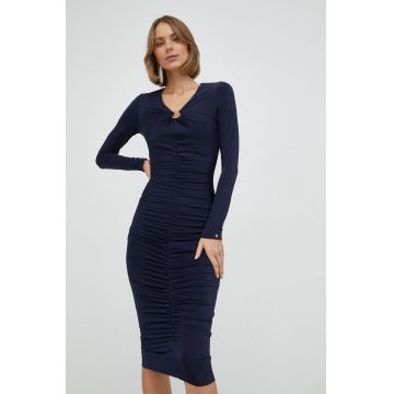 Nissa rochie culoarea albastru marin, mini, mulata