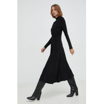 Nissa rochie culoarea negru, midi, evazati