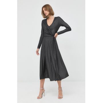 Nissa rochie culoarea negru, midi, evazati