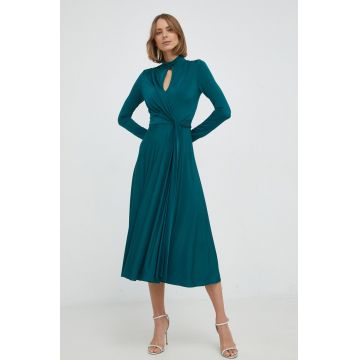 Nissa rochie culoarea verde, midi, evazati