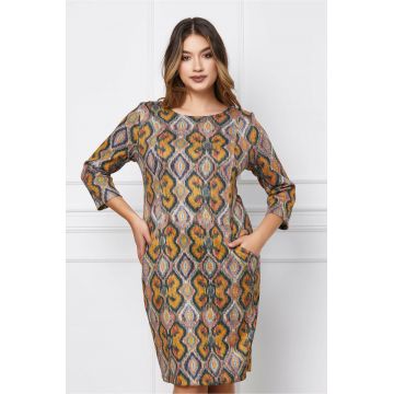 Rochie Ina galbena cu romburi Rochie Ina galbena cu romburi