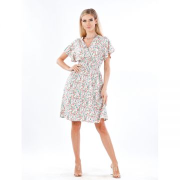 Rochie Dama Panza Dorytha Alb si Roz