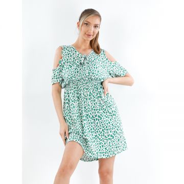 Rochie Dama Yellys Twenty Alb si Verde