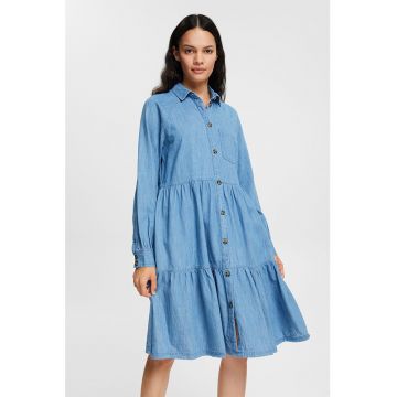 Rochie de denim cu model stratificat