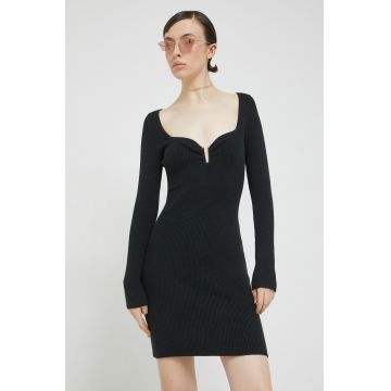 Abercrombie & Fitch rochie culoarea negru, mini, mulata