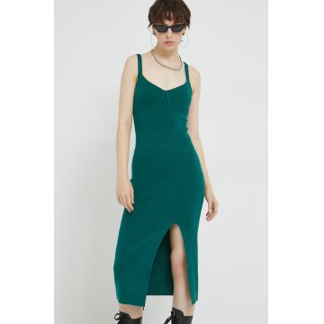 Abercrombie & Fitch rochie culoarea verde, midi, mulata