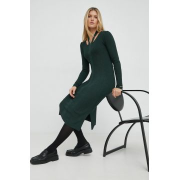 Bruuns Bazaar rochie Calla Sabina culoarea verde, mini, mulata