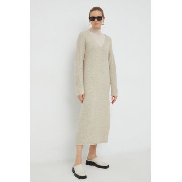 By Malene Birger rochie din lana Favine culoarea bej, maxi, oversize