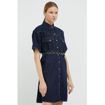 Levi's rochie jeans culoarea albastru marin, mini, oversize