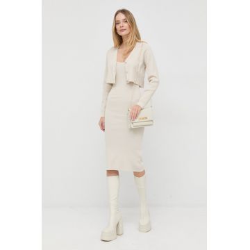 Morgan rochie și cardigan culoarea bej, midi, mulata