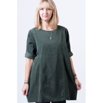 Rochie din catifea reiata, oversize, kaki Rochie din catifea reiata, oversize, kaki