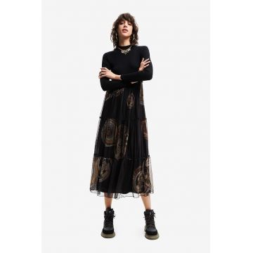 Rochie midi cu strat exterior din dantela Rochie midi cu strat exterior din dantela