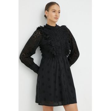 Y.A.S rochie din bumbac culoarea negru, mini, evazati