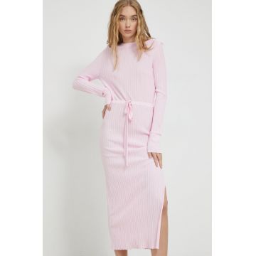 HUGO rochie culoarea roz, maxi, drept