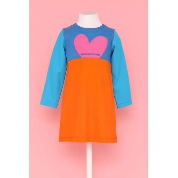 Rochie cu decolteu la baza gatului si model colorblock