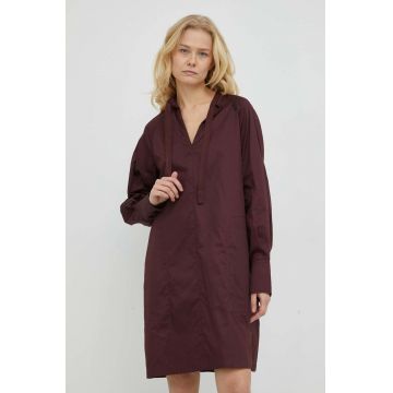 G-Star Raw rochie din bumbac culoarea bordo, mini, drept