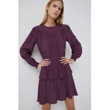 Pepe Jeans rochie Milenka culoarea violet, mini, evazati
