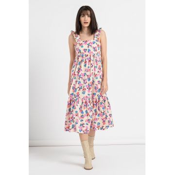 Rochie cu imprimeu floral si decolteu patrat Emmi