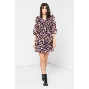 Rochie cu imprimeu floral si maneci bufante Citty