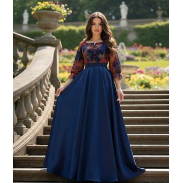 Rochie cu motive florale eleganta lunga Teo 5