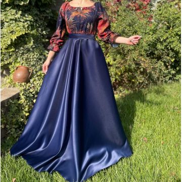 Rochie cu motive florale eleganta lunga Teo 5