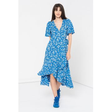 Rochie midi cu model petrecut si imprimeu floral Limo