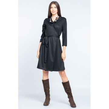 Rochie petrecuta din jerseu, cu talie reglabila, neagra