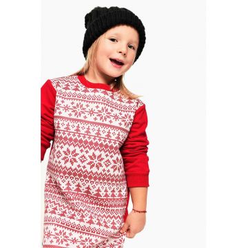 Rochie sport de bumbac cu decolteu rotund si tematica de Craciun