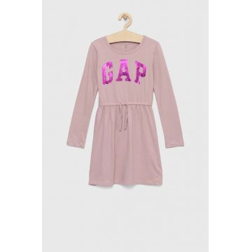 GAP rochie din bumbac pentru copii culoarea roz, mini, evazati