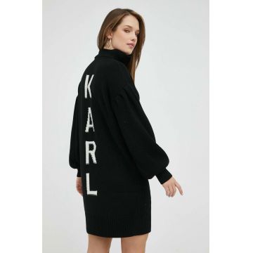 Karl Lagerfeld rochie din amestec de lana culoarea negru, mini, oversize