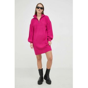 Karl Lagerfeld rochie din amestec de lana culoarea roz, mini, oversize