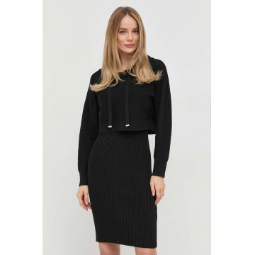 Morgan rochie si pulover culoarea negru, mini, mulata
