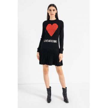 Rochie-pulover din amestec de lana cu pliseuri