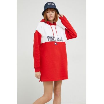 Tommy Jeans rochie culoarea rosu, mini, oversize